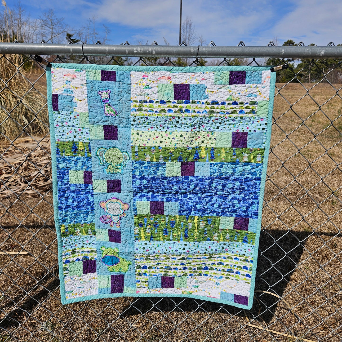 “Little Explorer” – Handmade Baby Boy Quilt (28x32)