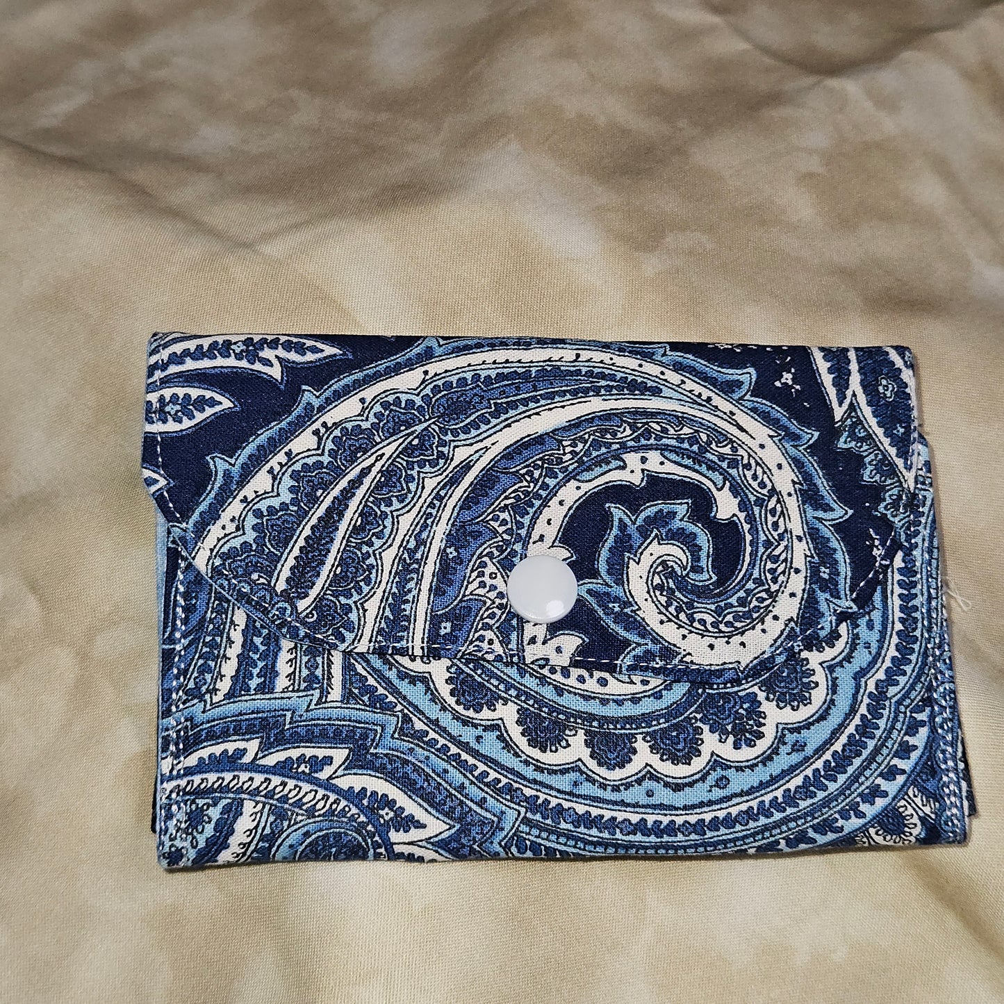 Navy Paisley Snap Card Pouch