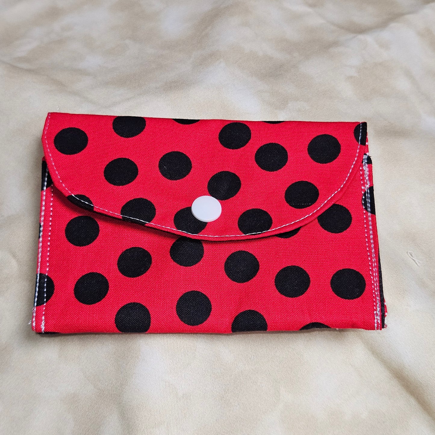 Red & Black Polka Dot Snap Card Wallet