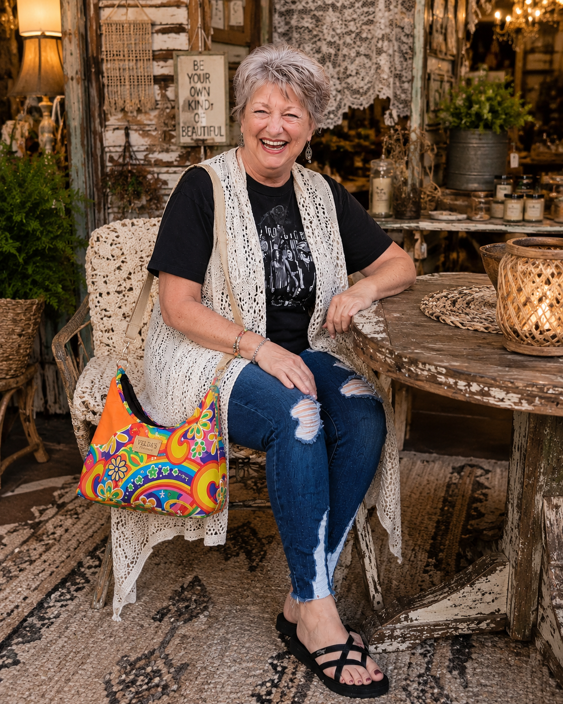 Velda’s Vintage “Groovy Garden” OOAK Boho Crossbody Bag