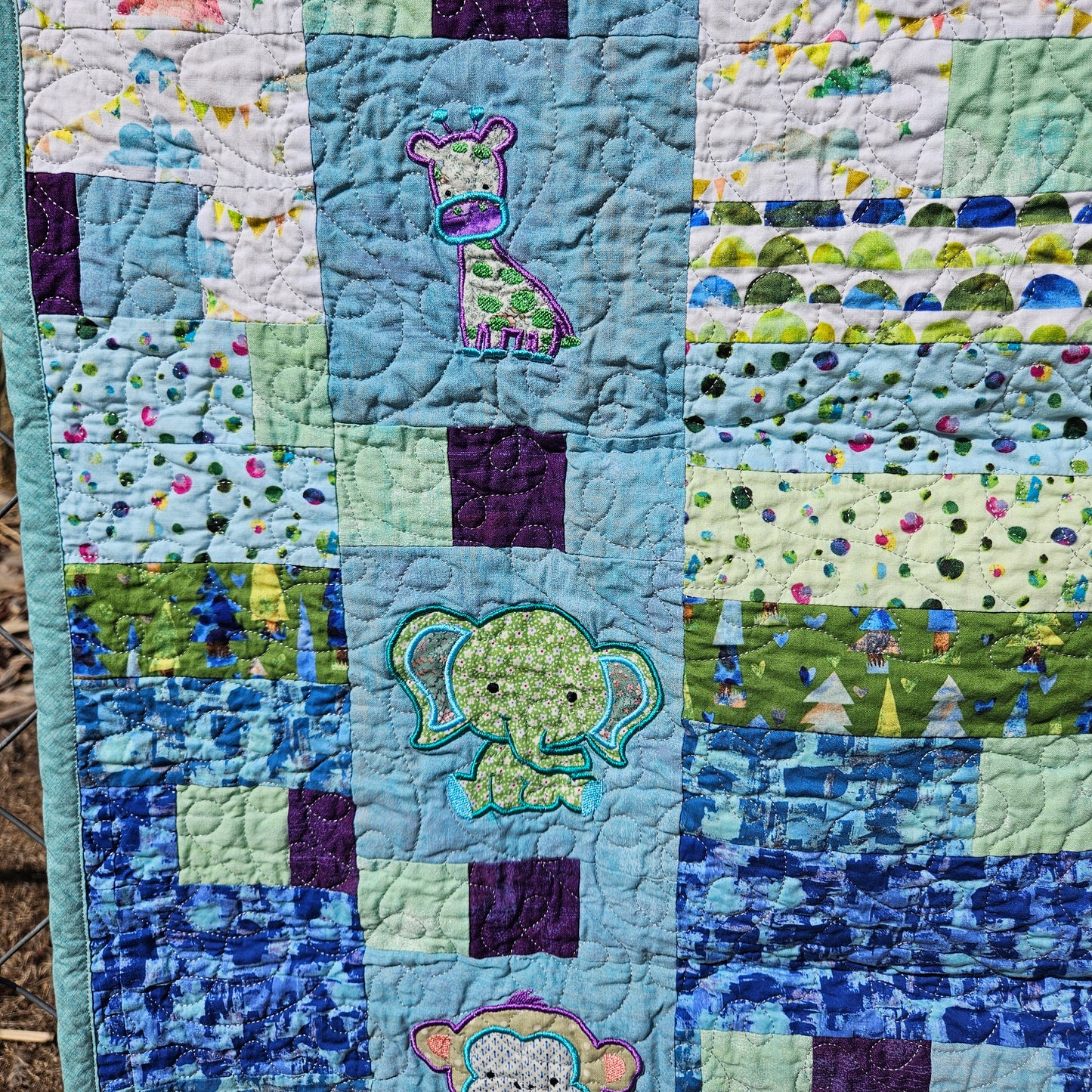 “Little Explorer” – Handmade Baby Boy Quilt (28x32)