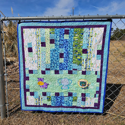 Handmade Baby Boy Quilt – 38x40 Heirloom Crib & Stroller Size