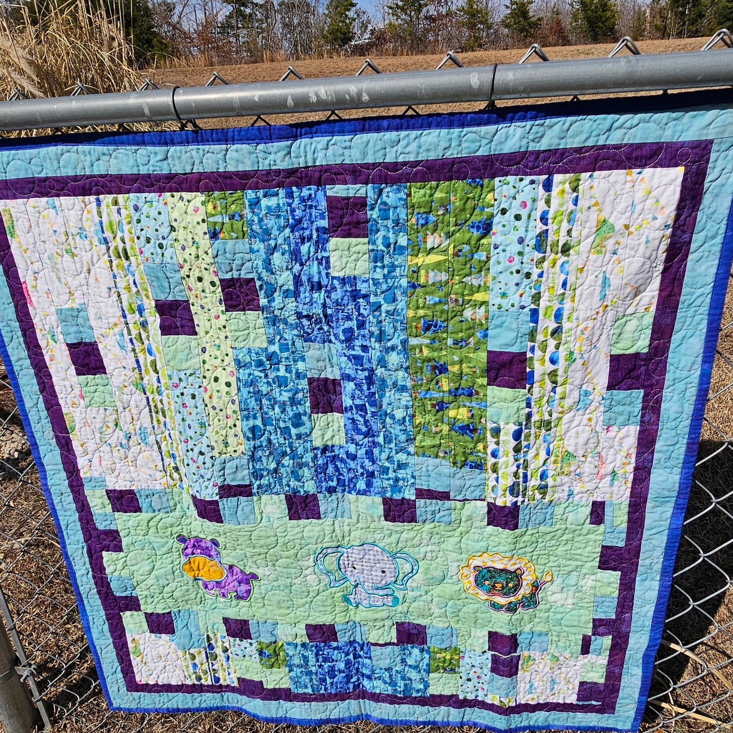Handmade Baby Boy Quilt – 38x40 Heirloom Crib & Stroller Size