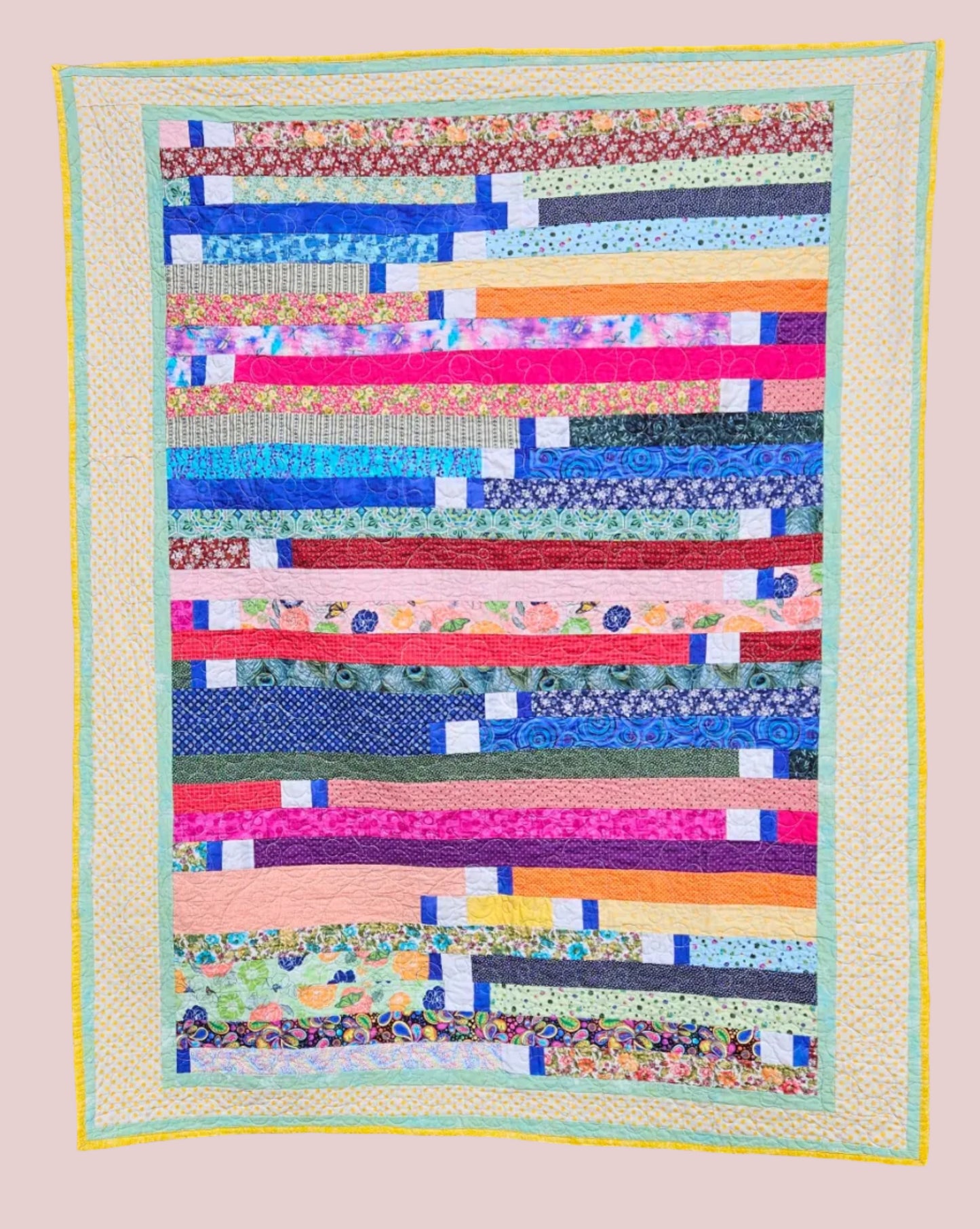 Handmade Quilt. Rainbow Stroll 56 x 72