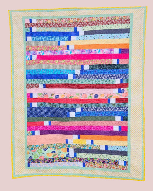 Handmade Quilt. Rainbow Stroll 56 x 72