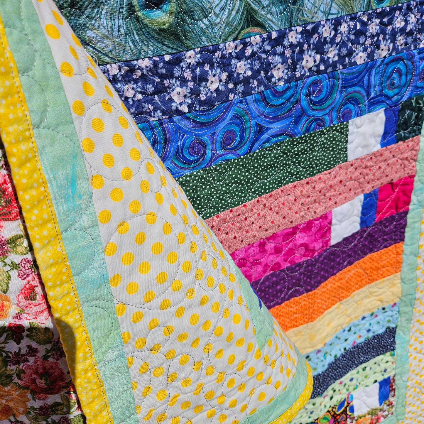 Handmade Quilt. Rainbow Stroll 56 x 72