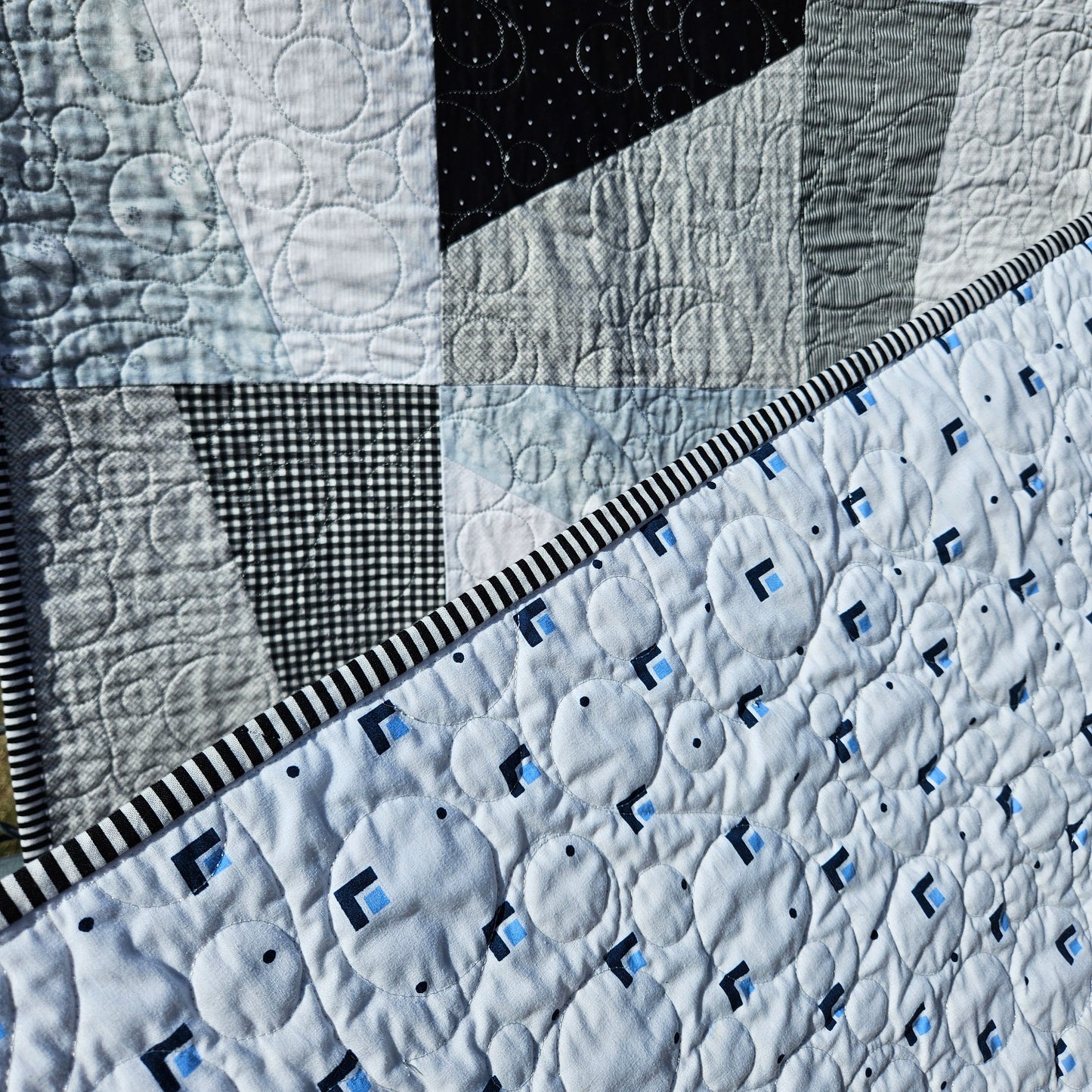 Midnight Contrast – Handmade Black & White Quilt