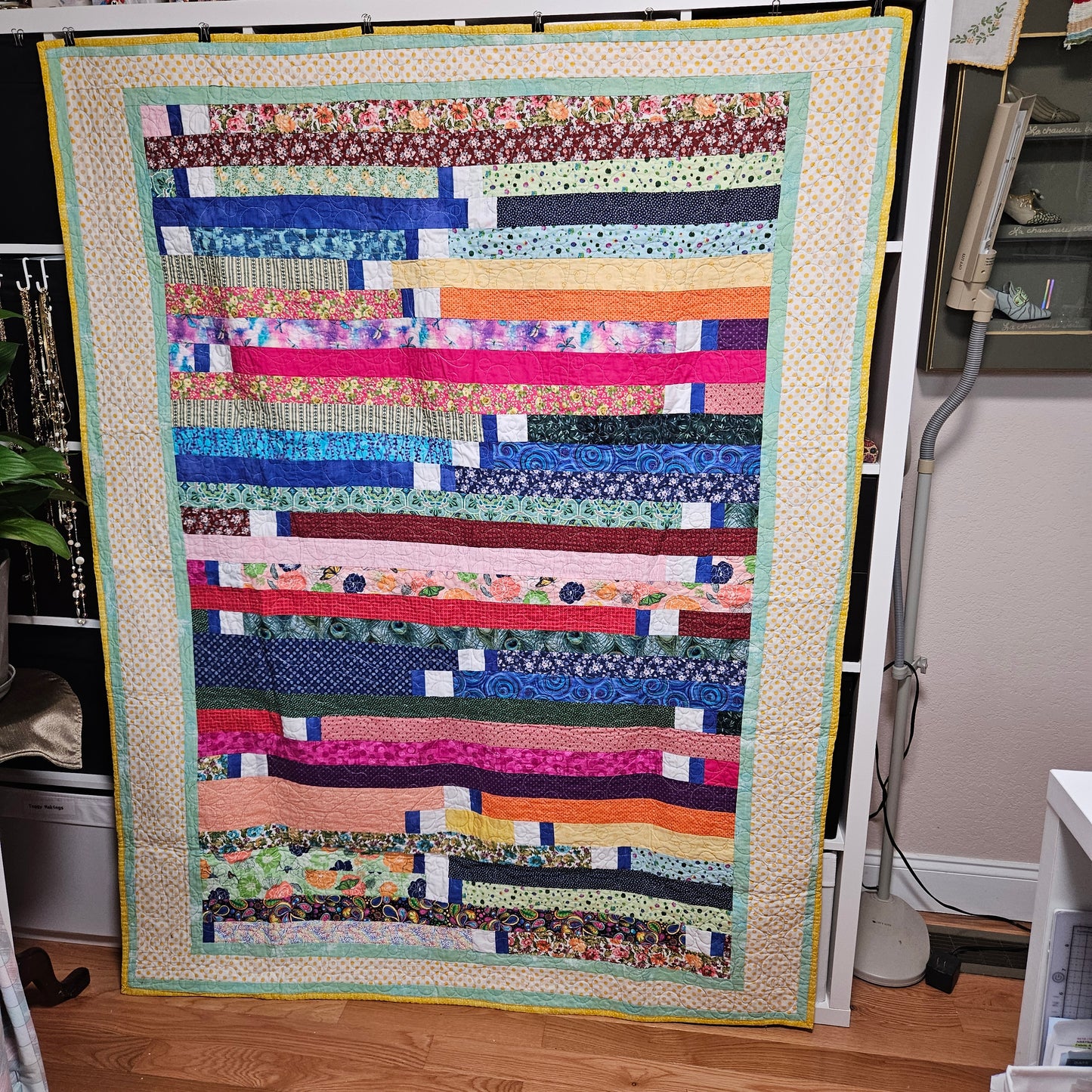 Handmade Quilt. Rainbow Stroll 56 x 72