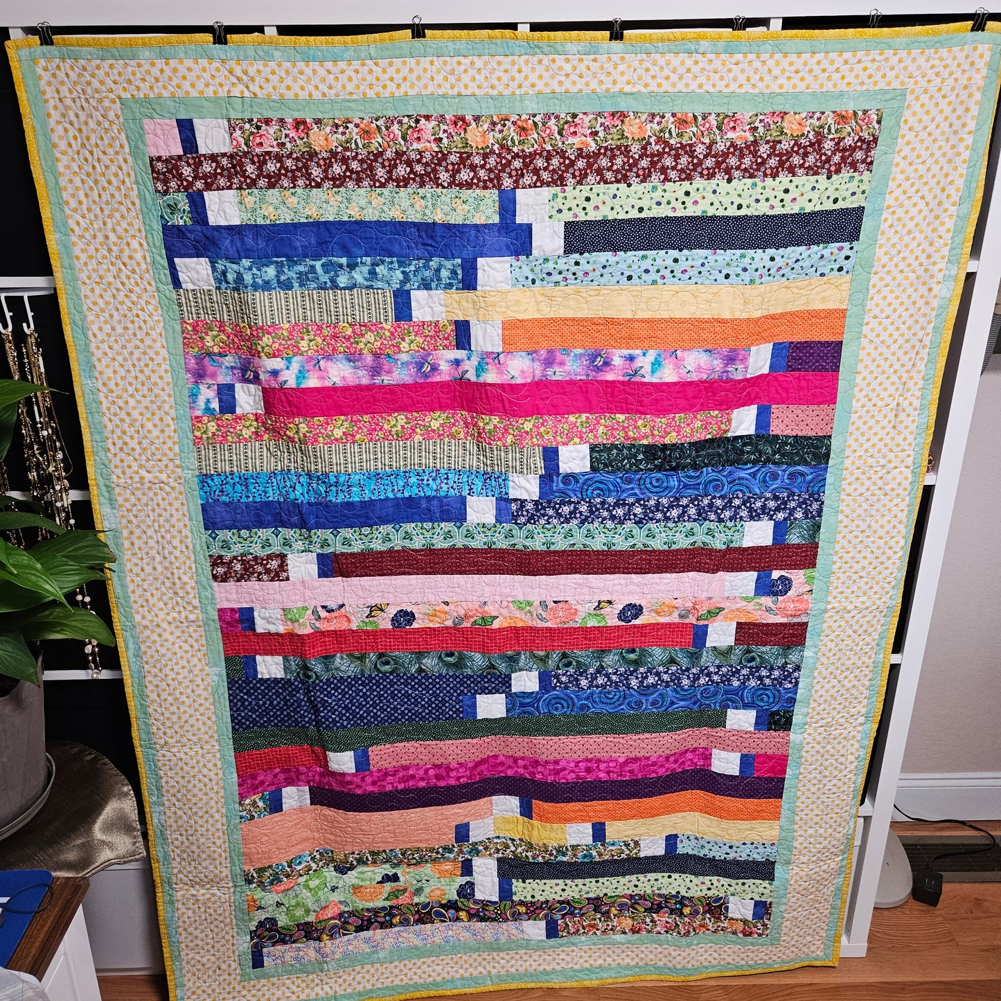 Handmade Quilt. Rainbow Stroll 56 x 72