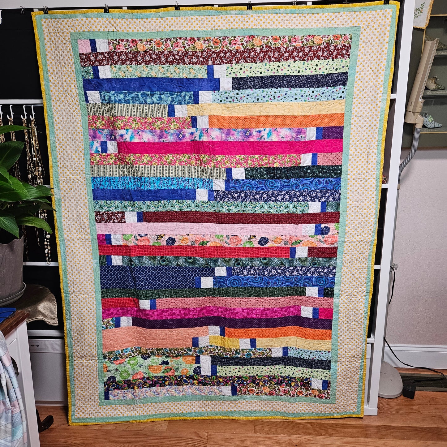 Handmade Quilt. Rainbow Stroll 56 x 72