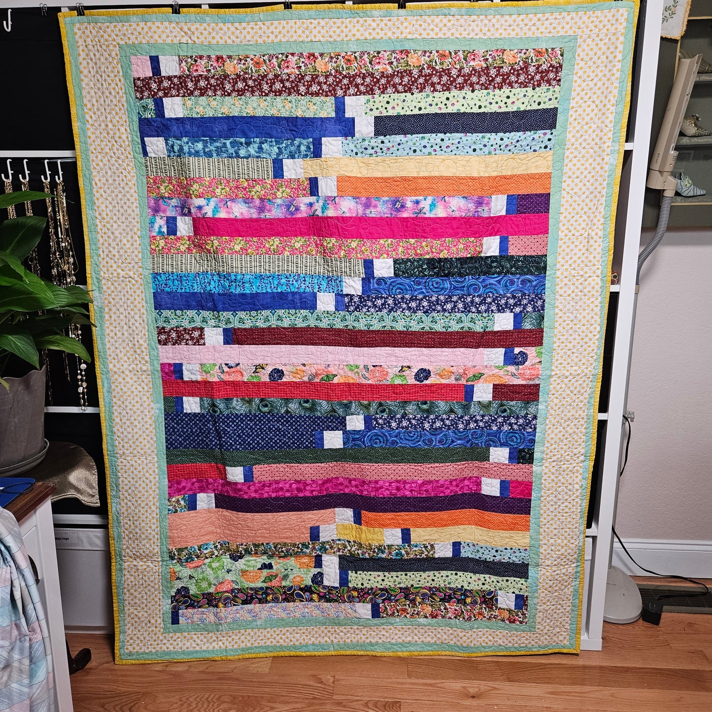 Handmade Quilt. Rainbow Stroll 56 x 72