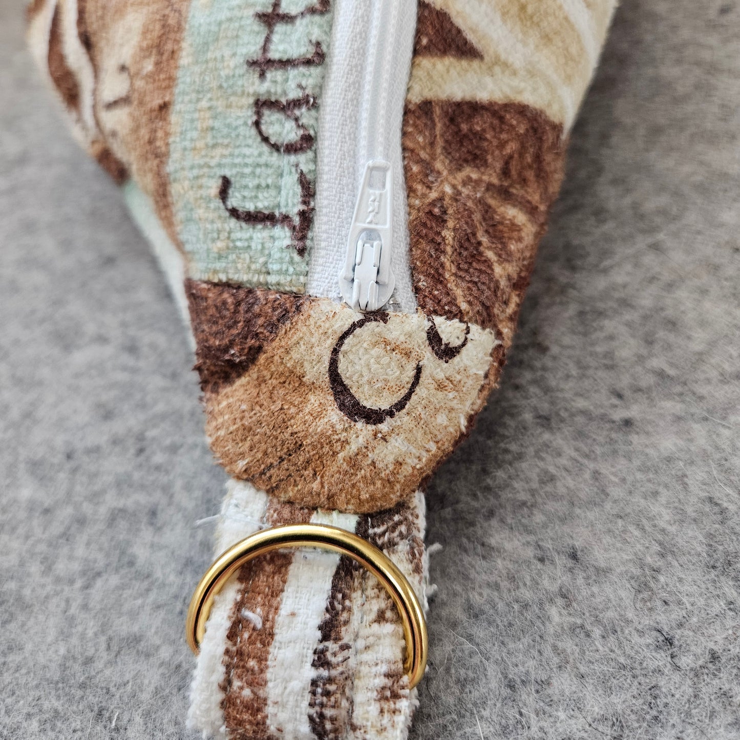 Mocha Neutral Festival Bag – Luxe Boho Crossbody | Upcycled Towel Bag with Goldtone Hardware