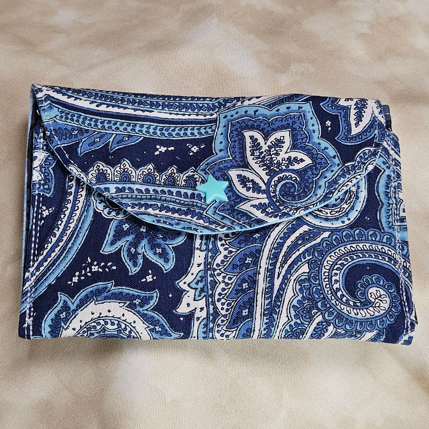 Navy Paisley Snap Card Pouch