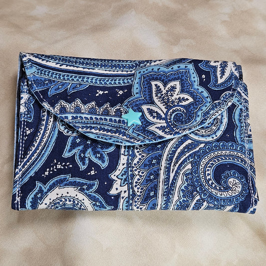 Navy Paisley Snap Card Pouch