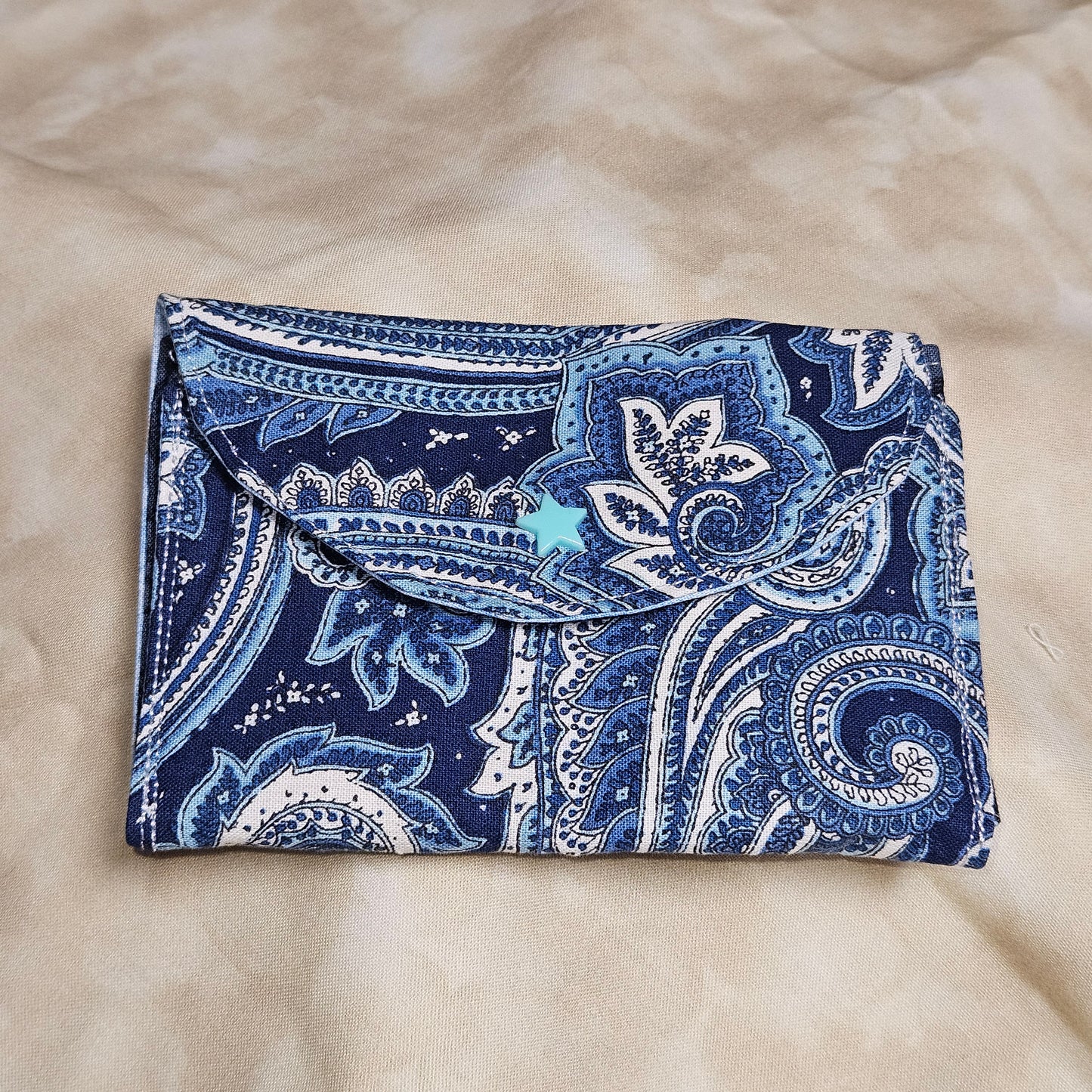 Navy Paisley Snap Card Pouch