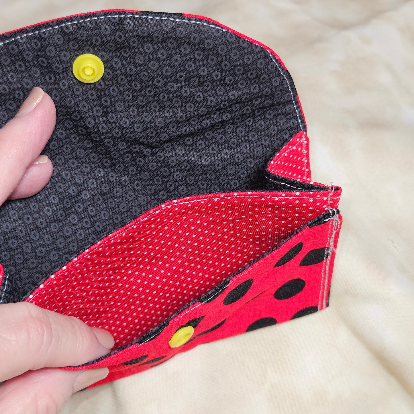 Red & Black Polka Dot Snap Card Wallet