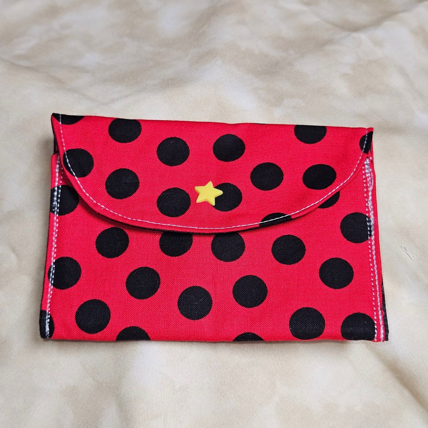 Red & Black Polka Dot Snap Card Wallet