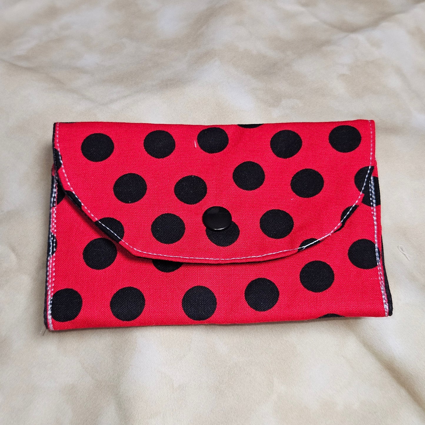 Red & Black Polka Dot Snap Card Wallet