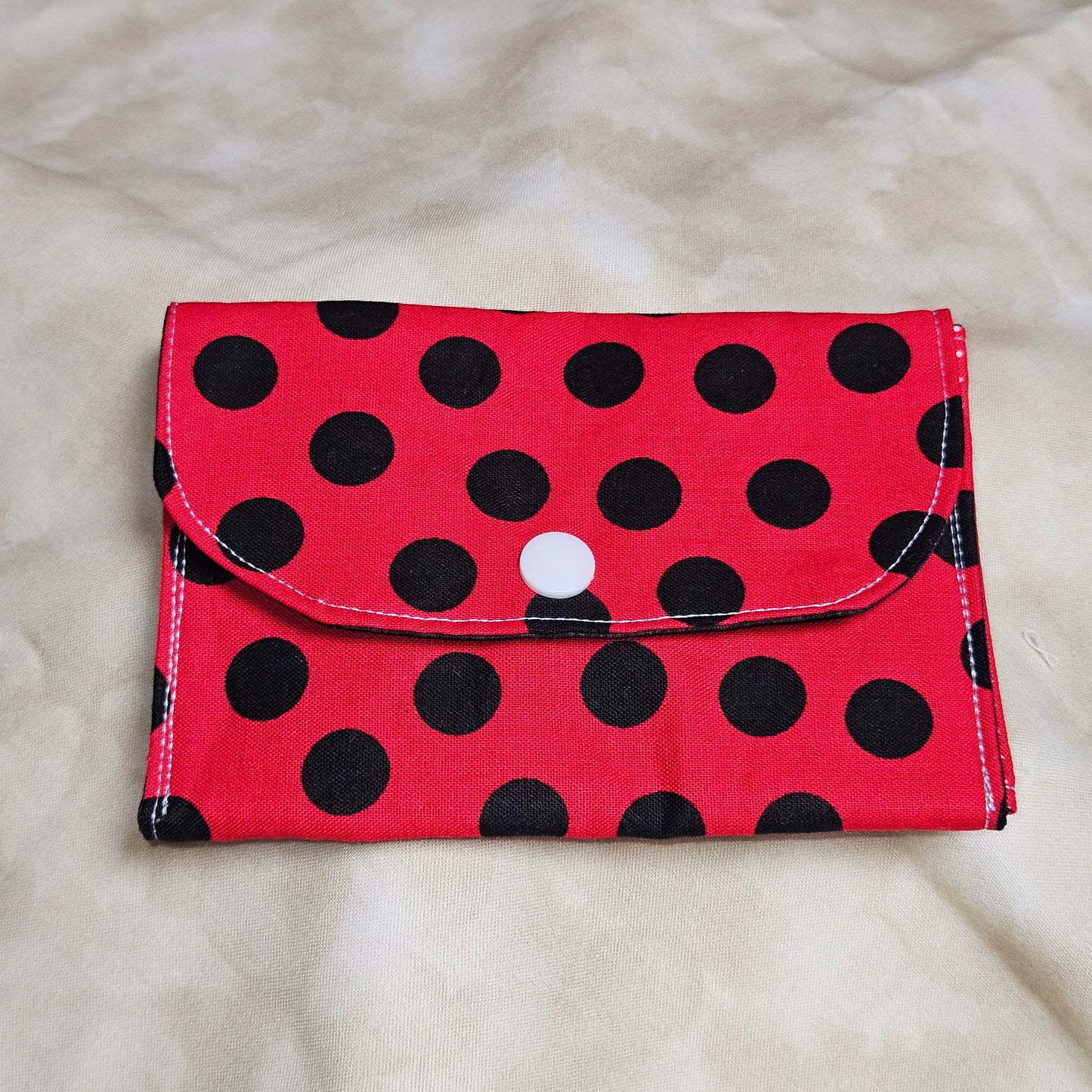 Red & Black Polka Dot Snap Card Wallet