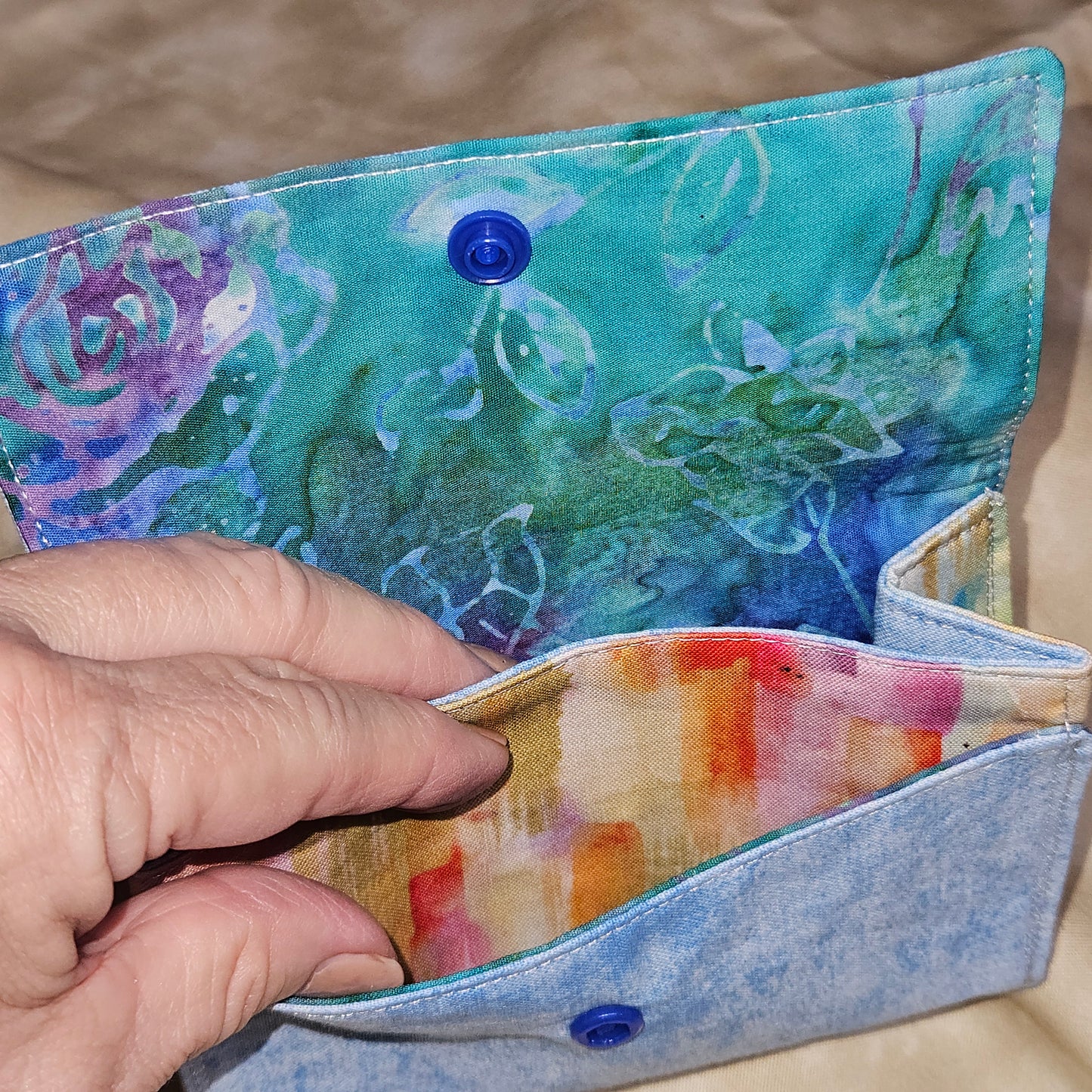 Chambray Denim Snap Card Wallet
