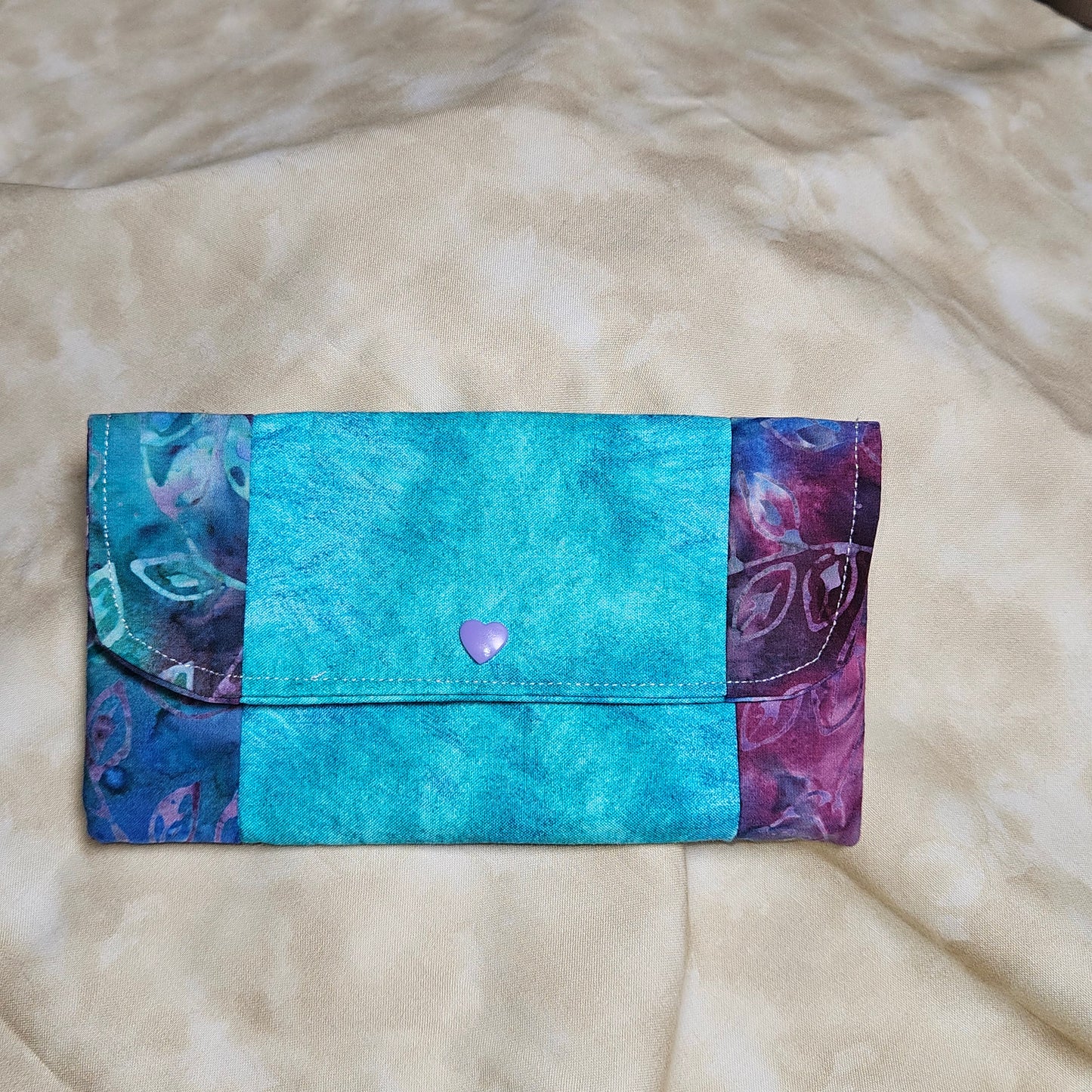 Teal & Batik Rose Currency Wallet