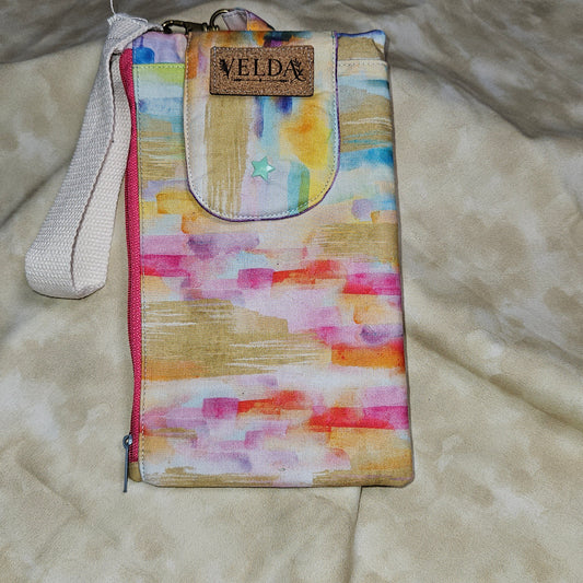 Rainbow Brushstroke Wristlet Bag