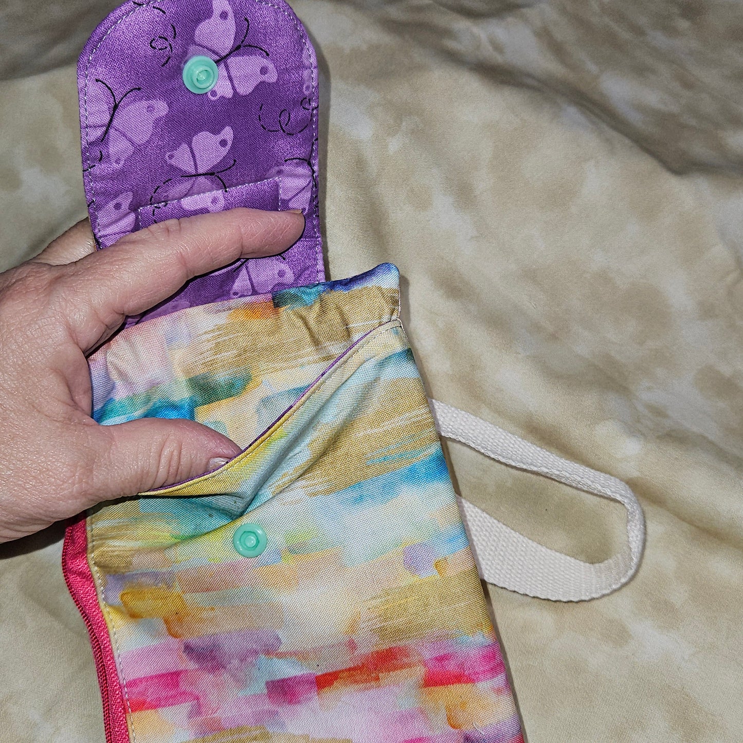 Rainbow Brushstroke Wristlet Bag
