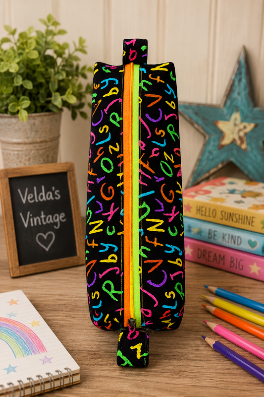 Handmade Kids Pencil Case | Colorful Zipper Pouch | School Supply Bag | OOAK Velda’s Vintage
