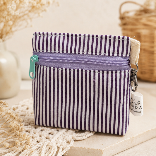 Purple Stripe Standing Zipper Pouch