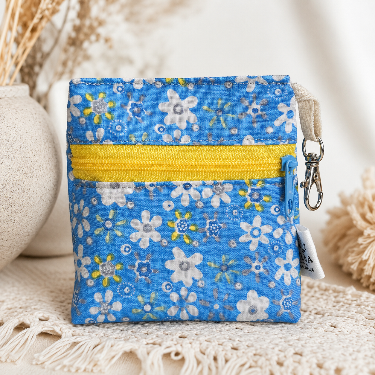 Blue Floral Standing Zipper Pouch