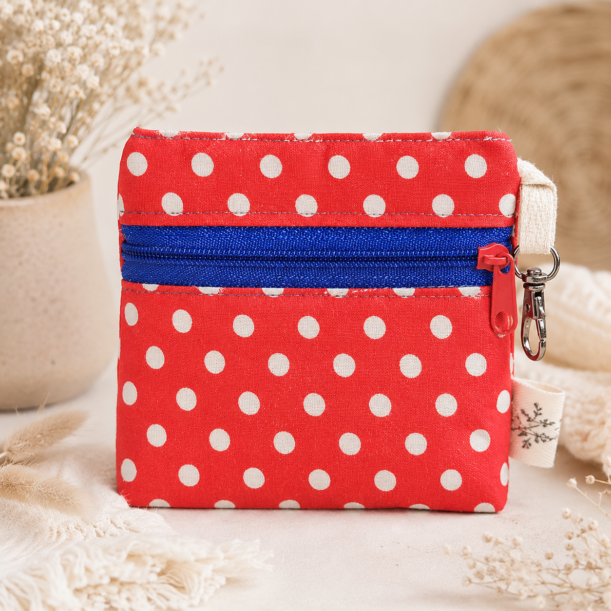 Red Polka Dot Standing Zipper Pouch