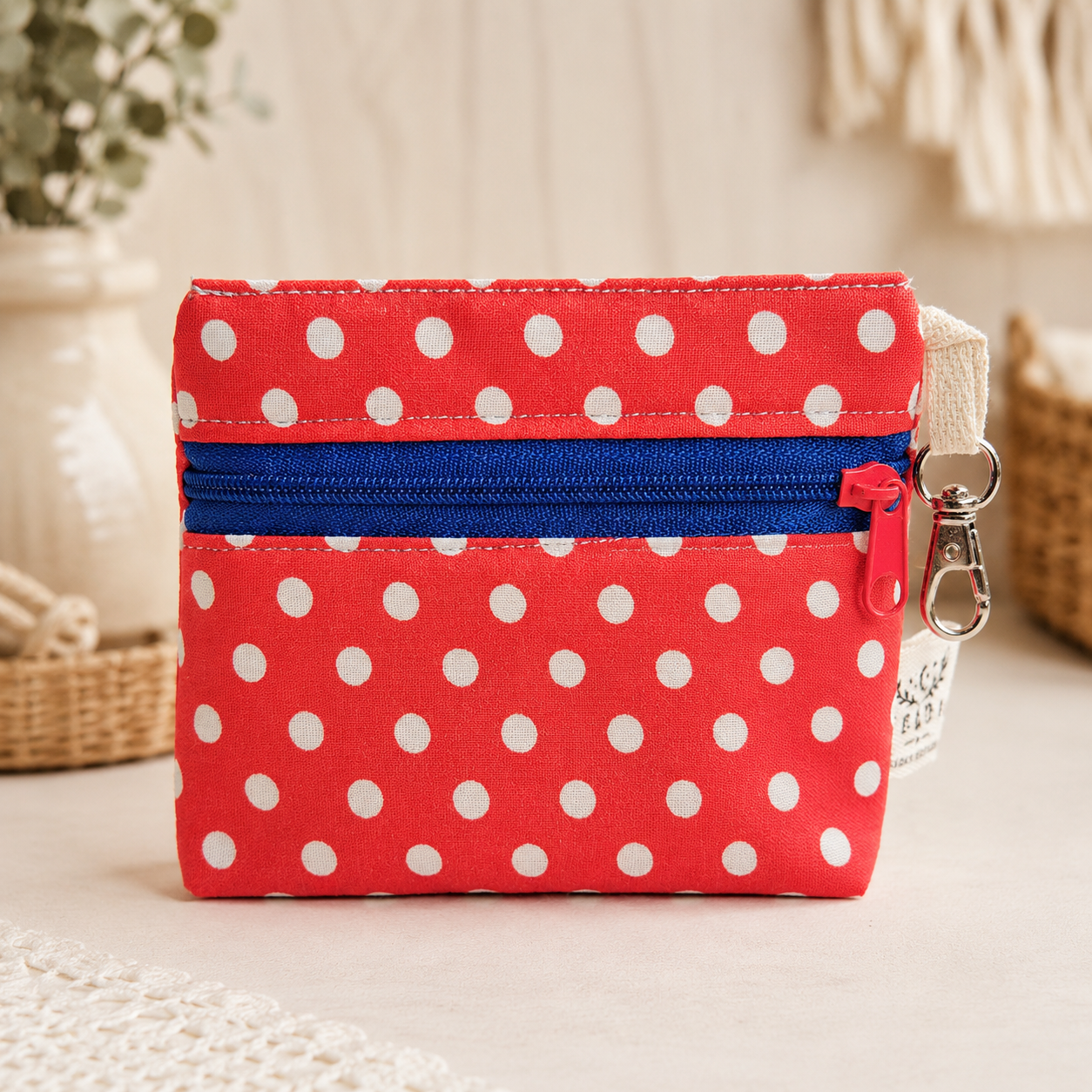 Red Polka Dot Standing Zipper Pouch