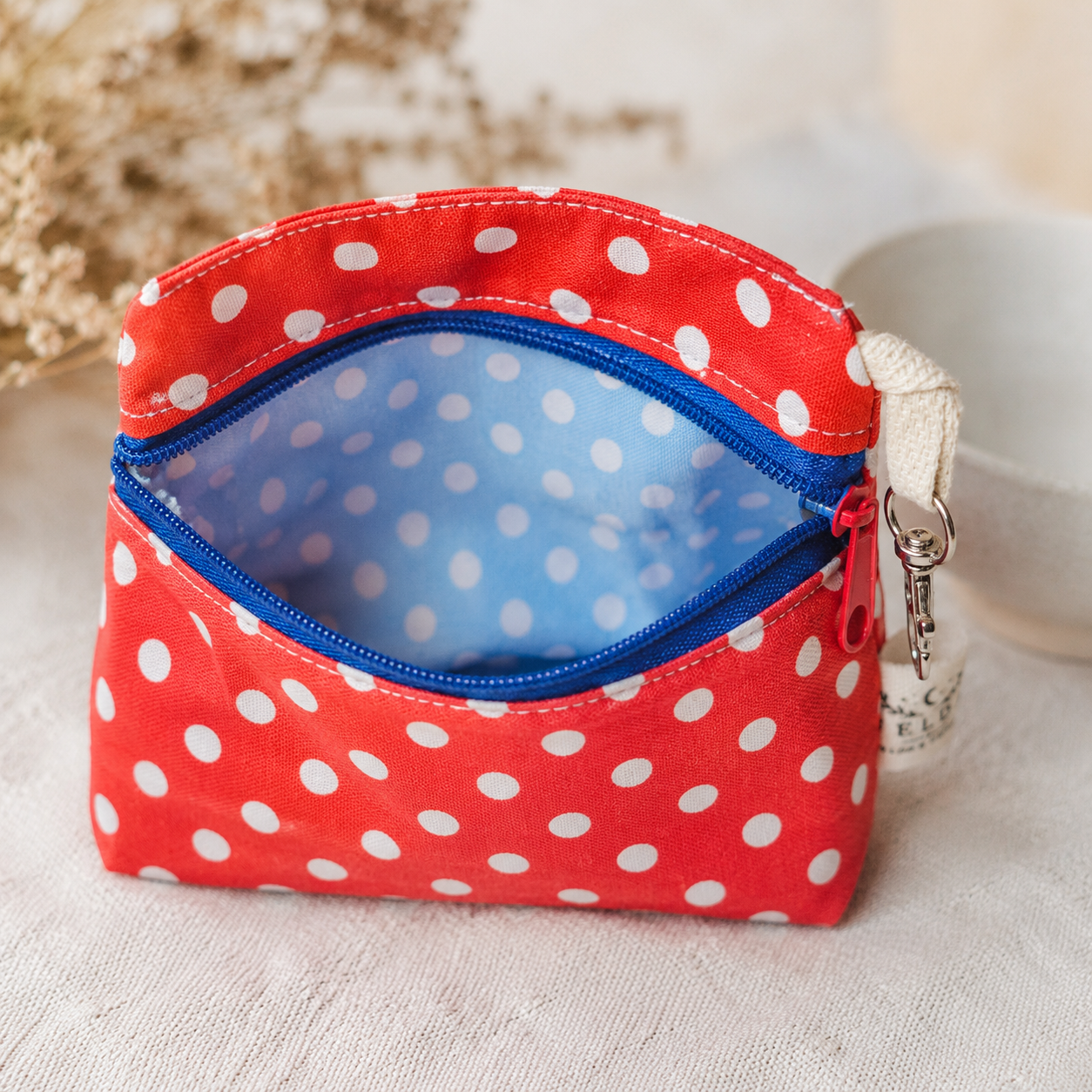 Red Polka Dot Standing Zipper Pouch