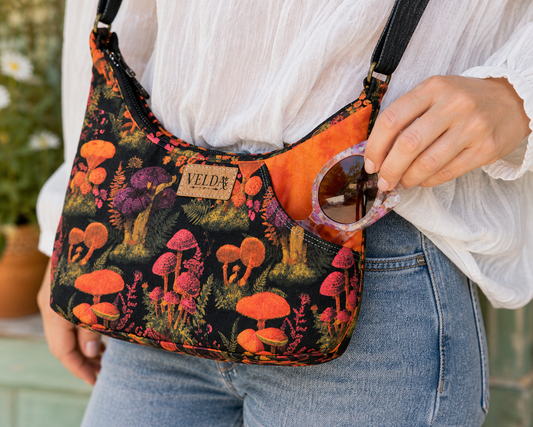 Velda Left-Handed Crossbody Bag | OOAK Boho Cotton | Easy-Access Pocket