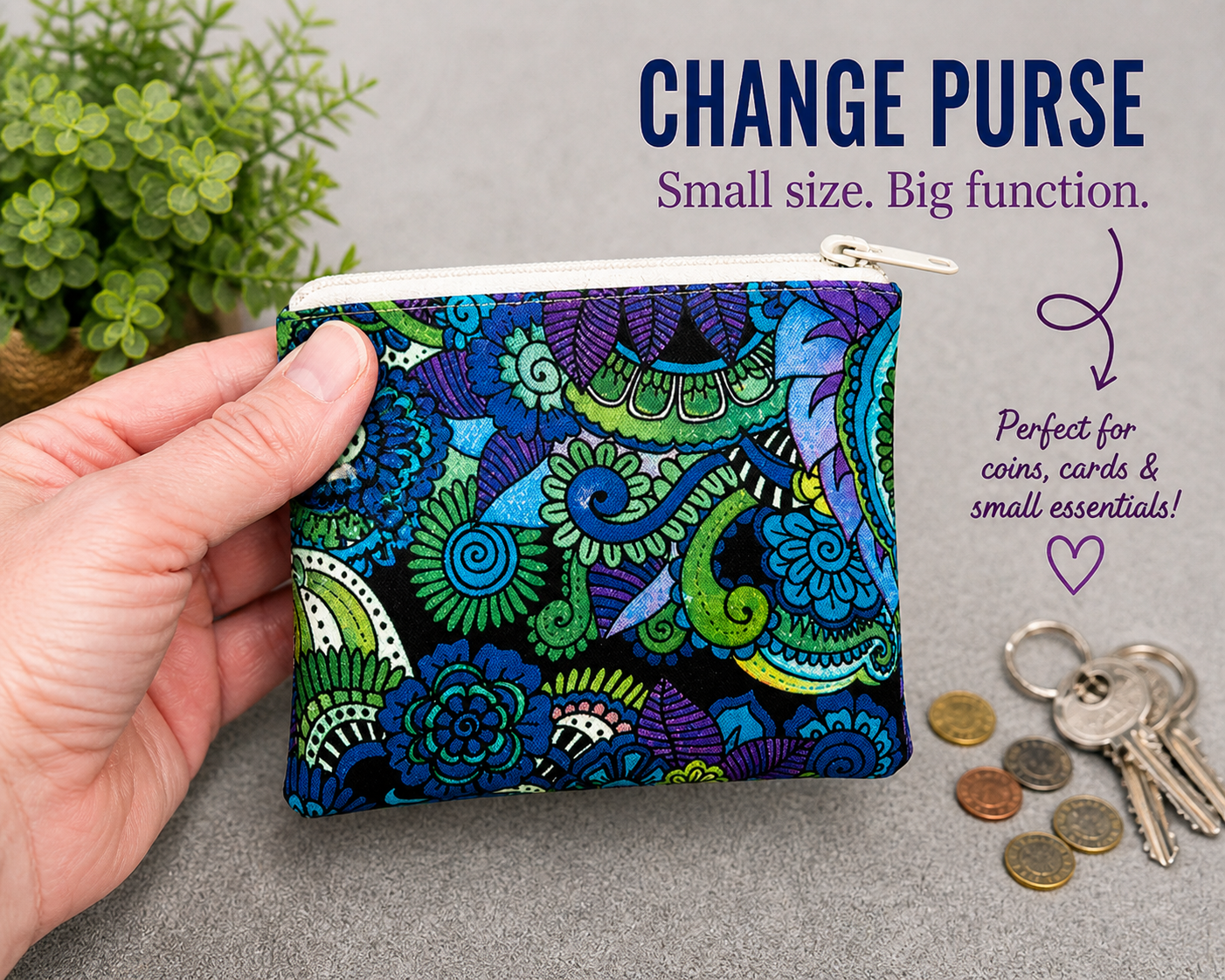 Velda Coin Pouch | Handmade Matching Zipper Pouch | Colorful OOAK Boho Accessory