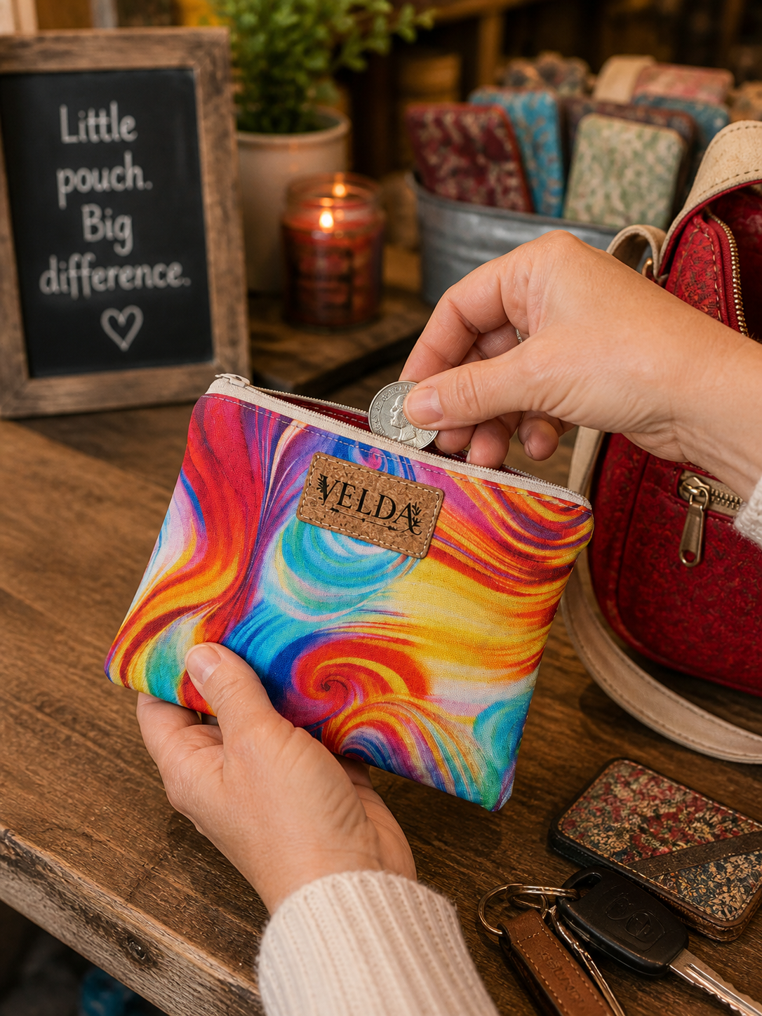 Velda Coin Pouch | Handmade Matching Zipper Pouch | Colorful OOAK Boho Accessory