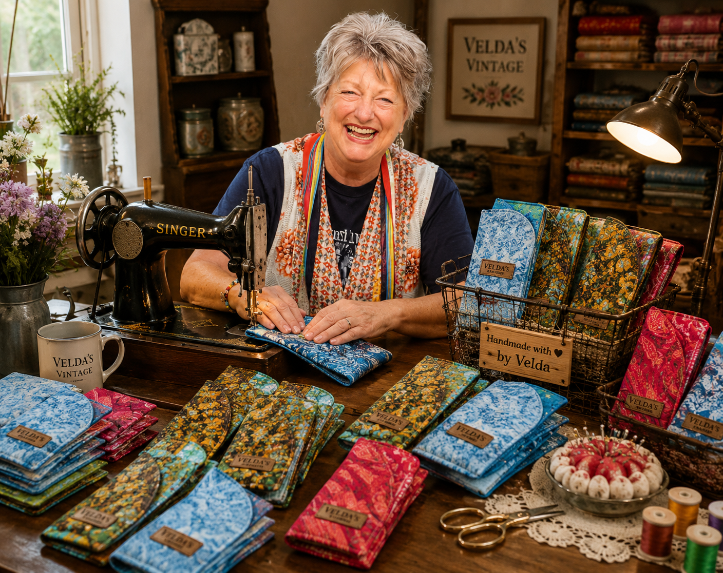 Velda Vintage Handmade Fabric Cases | OOAK Cotton Organizer