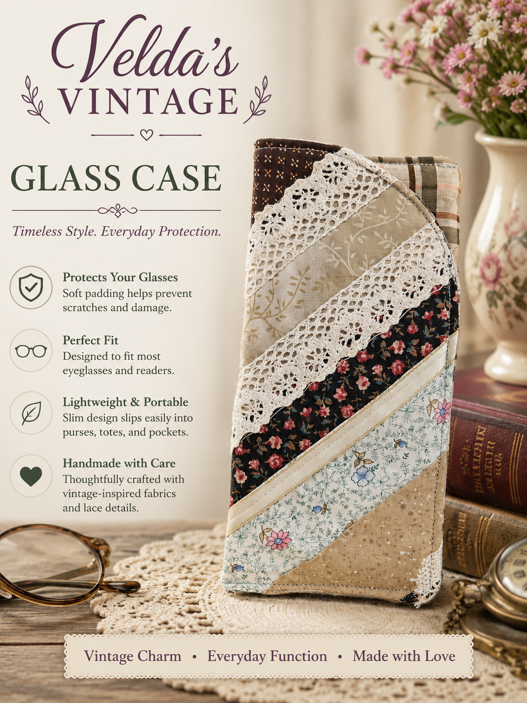 Velda Vintage Handmade Fabric Cases | OOAK Cotton Organizer