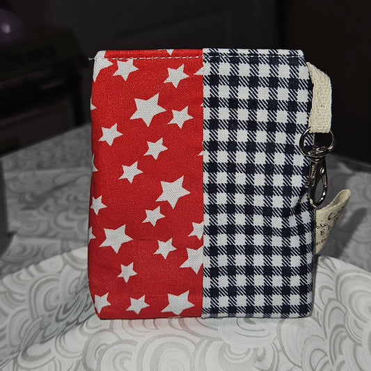 Standing Zipper Pouch — Red Stars & Navy Plaid