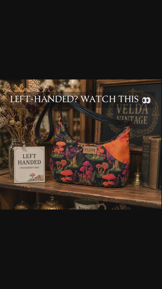 Velda Left-Handed Crossbody Bag | OOAK Boho Cotton | Easy-Access Pocket